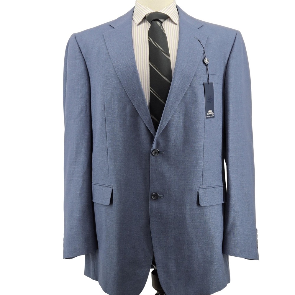 Stafford Executive Blazer Mens 42R Blue NWT Stretch Suit Jacket 2 Button